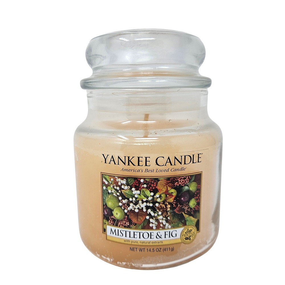 Yankee Candle Mistletoe & Fig 14.5 oz Medium Jar Retired Scent New 1187990